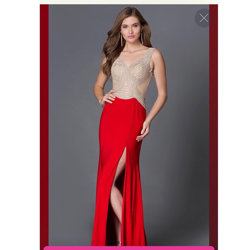 incredible red and gold prom dress